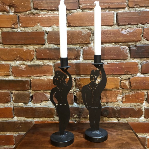 Vintage metal tapered candle holders - Picture 1 of 6